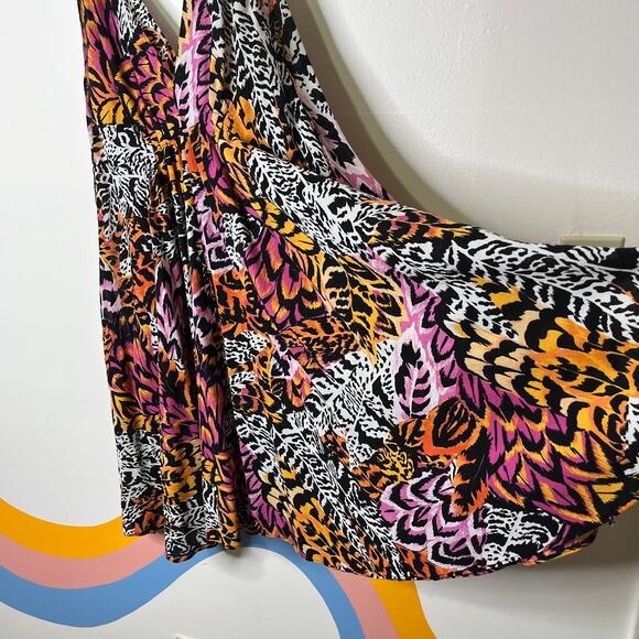 & Other Stories Multicolor Animal Print Mini Dress 0 Sleeveless V-Neck Boho - Picture 6 of 8